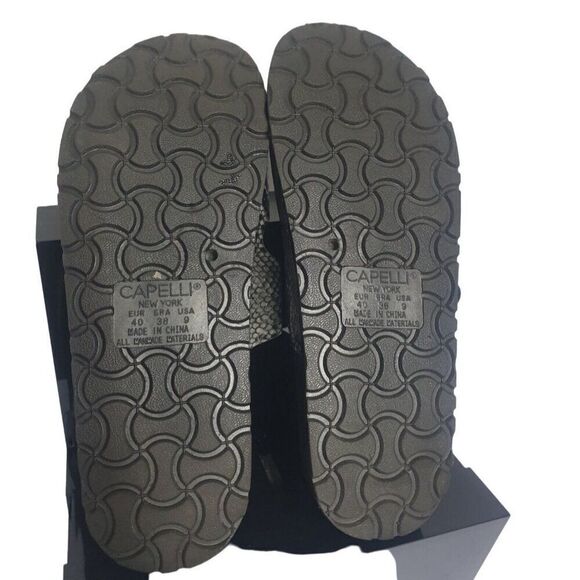 Women's Double Buckle Sandals Snake Print Slide Sandals Size 9 Black & Gray NEW - Picture 5 of 6